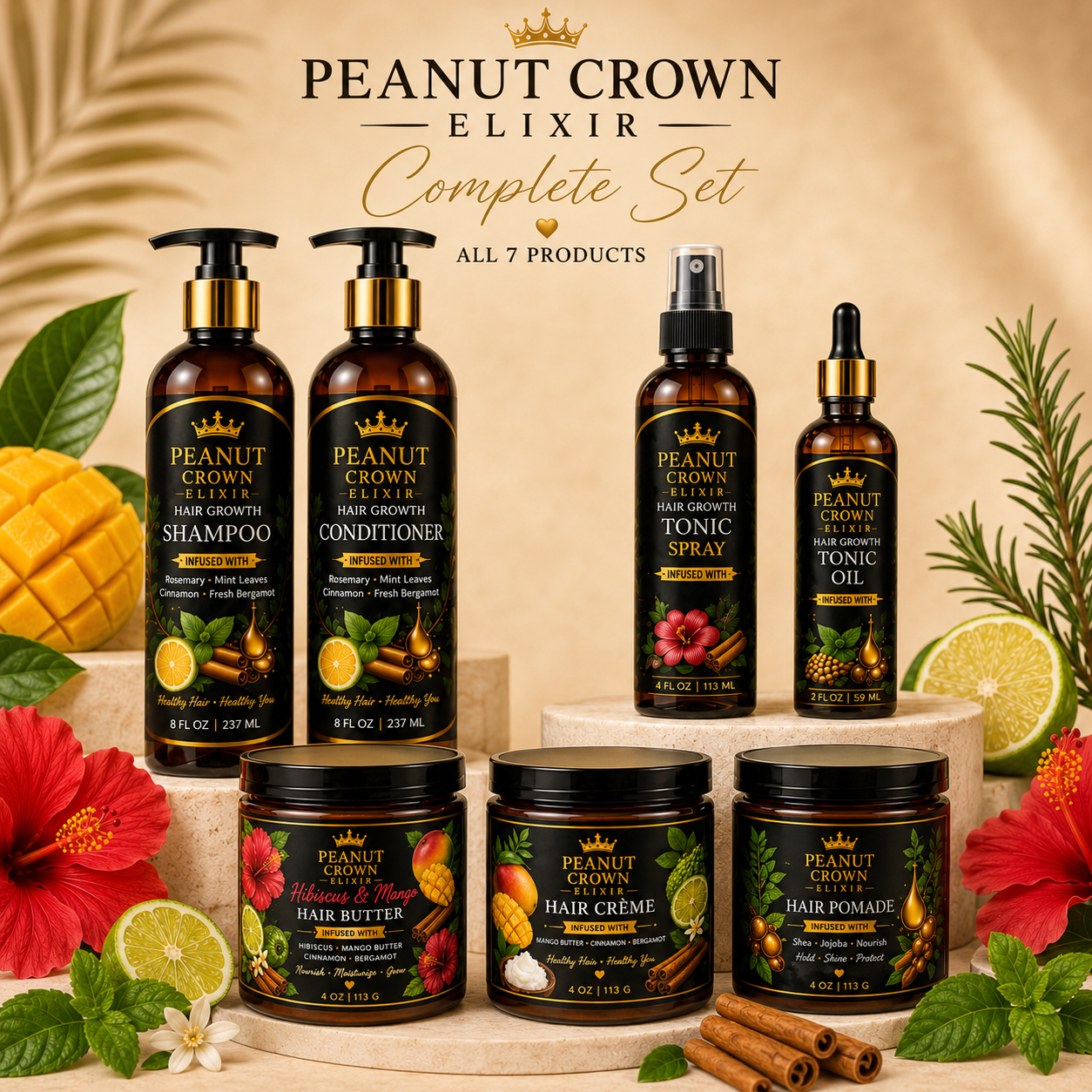Peanut Crown Elixir Complete Hair Care Set