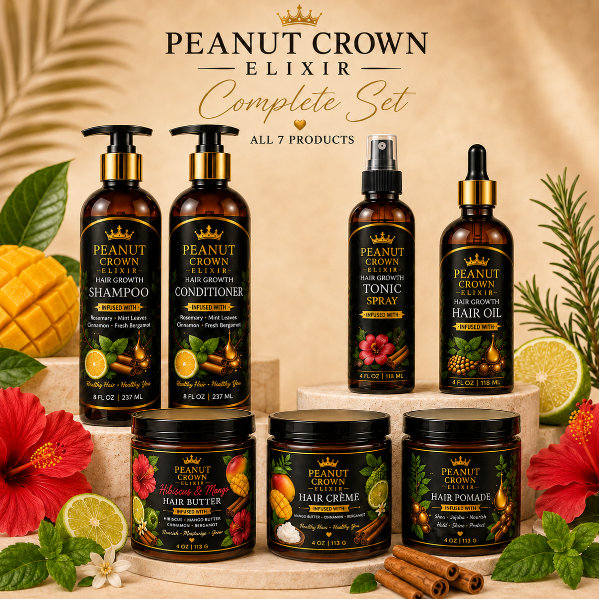 Peanut Crown Elixir Complete Hair Care Set
